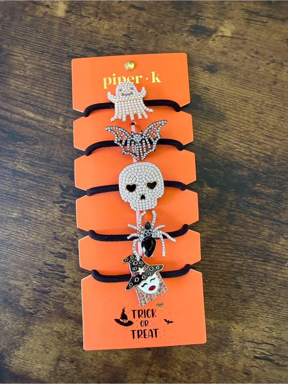 Piper Halloween Charm Hair Ties - Black with Silver-tone Accents
